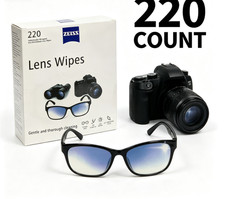 ZEISS Pre-Moistened Lens Wipes - 220 Count Wrapped Cleaning Tissues 1-pack