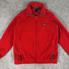 Vtg Patagonia Kids Micro Synchilla Kids Size L 12 Red Full Zip Fleece Jacket