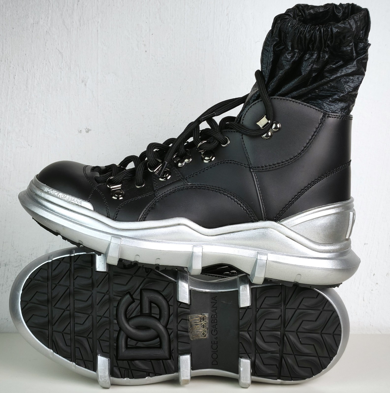 DOLCE & GABBANA Galileo Stiefel High-Top Sneaker Designer Boots Black Gr.41 NEU