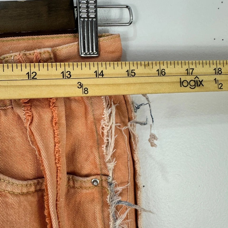 Pantalones de mezclilla MNML 29 naranja desgastados rasgados motociclista ropa de calle Y2K grunge punk Foto 4 de 4