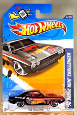 2012 Hot Wheels Walmart #174 HW Racing 4/10 '70 DODGE HEMI CHALLENGER Black wMC5