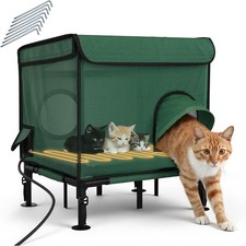 Outdoor Insulated Cat House Waterproof Heated Shelter Safe Pet Bed Escape Door