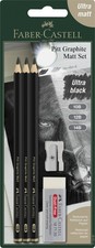 Faber-Castell 3 Count Pitt Graphite Matte Tin - 10B, 12B, 14B - Matte Black G...