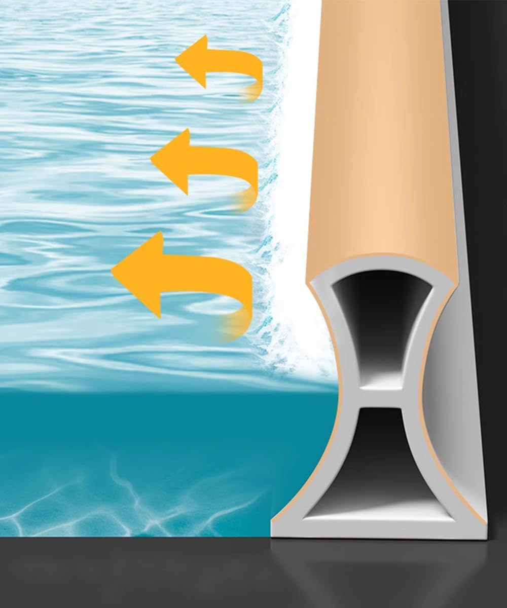 67-Inch Expandable Silicone Shower Water Dam Blocker in White