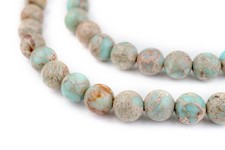 Turquoise Sea Sediment Jasper Beads 8mm Green Round Gemstone 15 Inch Strand