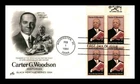 US COVER CARTER G WOODSON HISTORIAN BLACK HERITAGE FDC ZIP BLOCK ARTCRAFT