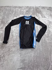 BJJ Jiu Jitsu Rash Guard Kids Size Large Black & Blue Long Sleeve MMA JJWL EUC