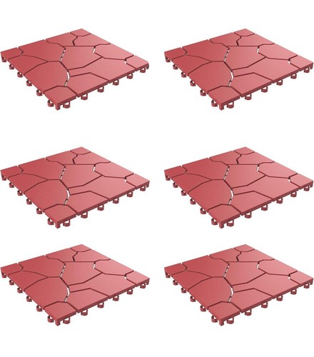 6-Pack Polypropylene Interlocking Patio Deck Tiles 7 Boxes, 42 Total Tiles