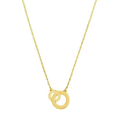 Verschlungene Kreise verstellbare Kette Halskette echtes 14K Gelbgold bis 18''