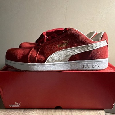 10.5 Mens PUMA Red White Classic Suede Low Top Steel Toe Work Shoe Boot
