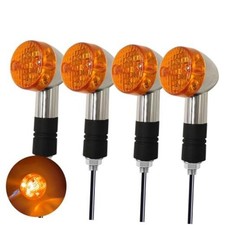 Universal 4pcs LED Motorcycle Turn Signals Chrome Bullet Front Rear Lights