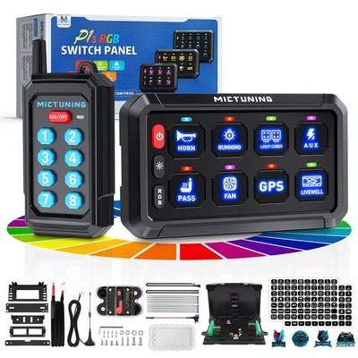 RGB 8 Gang Switch Panel w/ Wireless Remote ON-OFF Circuit Control Relay System