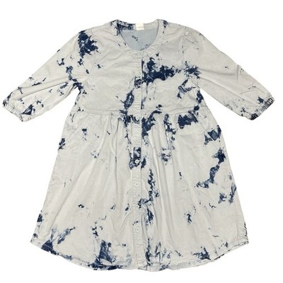 Evsie Tie Dye Button Front Babydoll Dress girls Medium artsy school boho hippie
