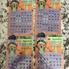 4 Sets 3D Halloween Theme Little Girls Stick On Earrings 30 Pair New In Package