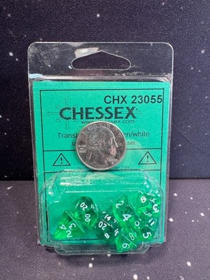 Chessex Translucent Green/White Mini Dice Set CHX 23055