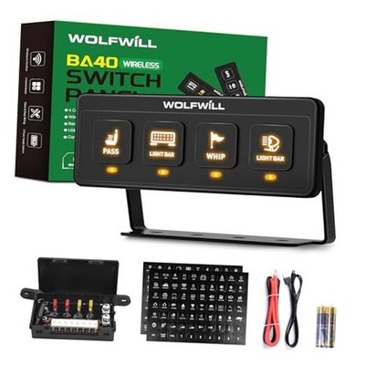 Wireless Switch Panel, 164 Ft Remote with 4 Control Modes Memory 4 Gang