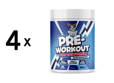 4 x Muscle Moose Pre-Workout Zero Itch Formula (20 Serv) Blue (80,31 EUR/kg)
