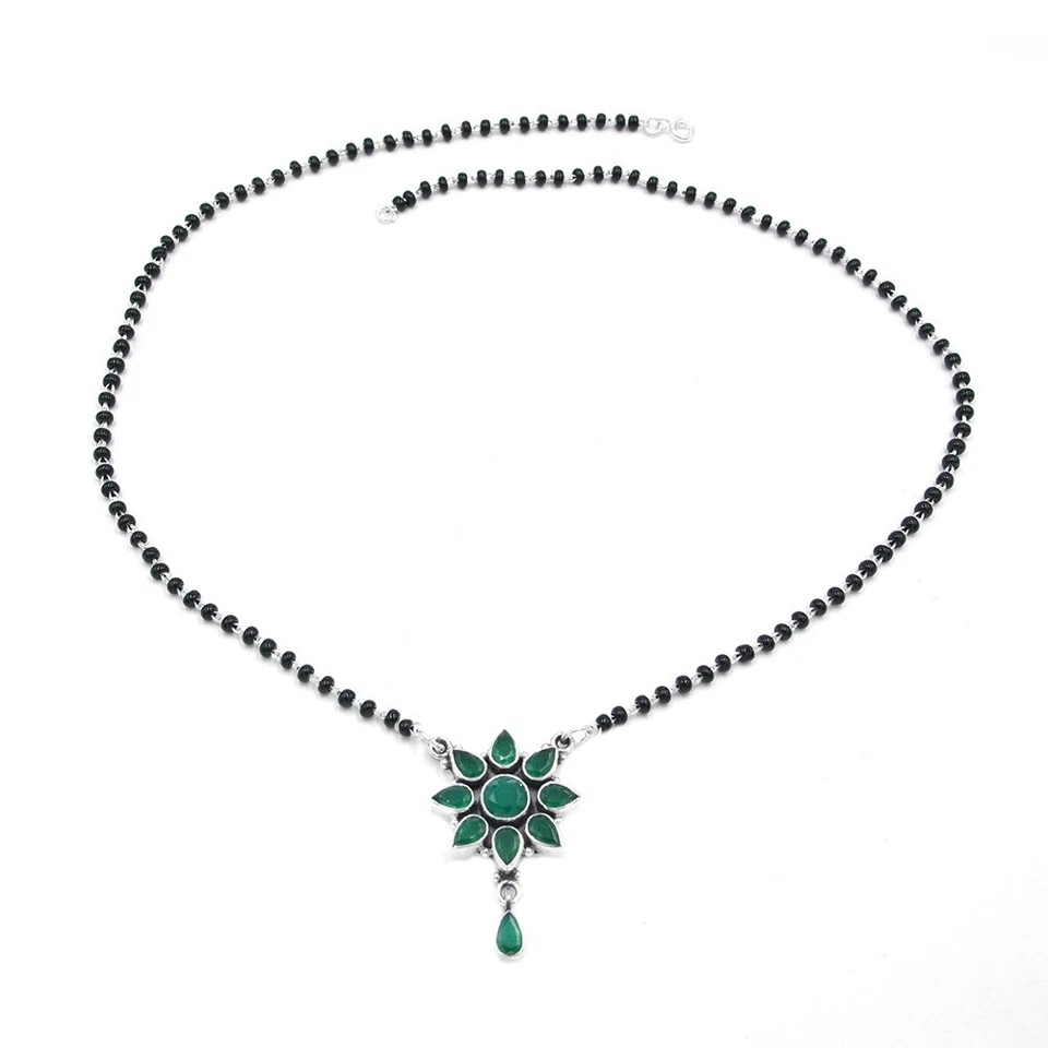 Collar Aventurina Natural 925 Joyería Plata de Ley Gemas Verdes Joyería Foto 2 de 3