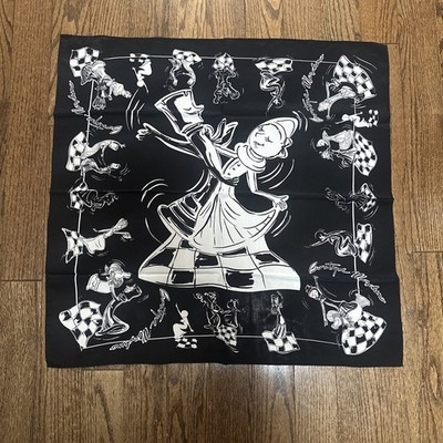 Moschino Boutique Silk Scarf Black & White Chess Pcs 25'' x 25'' Square NWOT ITALY