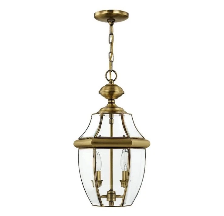 Livex Lighting 2255-02 Monterey 2-Light Outdoor Hanging Lantern, Polished Brass - Image 4 of 4