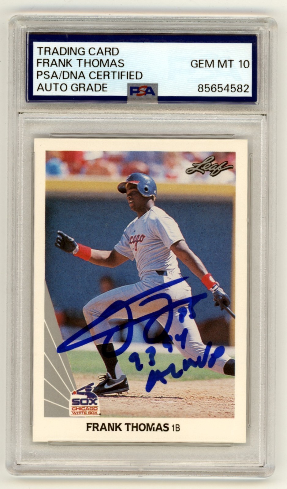 Frank Thomas 1990 Leaf #300 Signed Rookie RC w/ 93 94 AL MVP Insc PSA 10 Auto