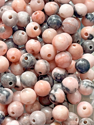 Pinke Zebra Jaspis Jasper Perlen Rund Mit Loch 75 Stk Edelstein Kristall 6 mm