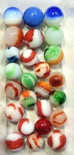 Lot Of 25 Vintage Glass Swirl Marbles 1/2" to 3/4" 2 Fluorescent