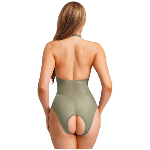 Damen Einteiler Sexy Overall Teddy Body Neckholder Catsuit Dessous Erwachsene - Bild 53 von 110