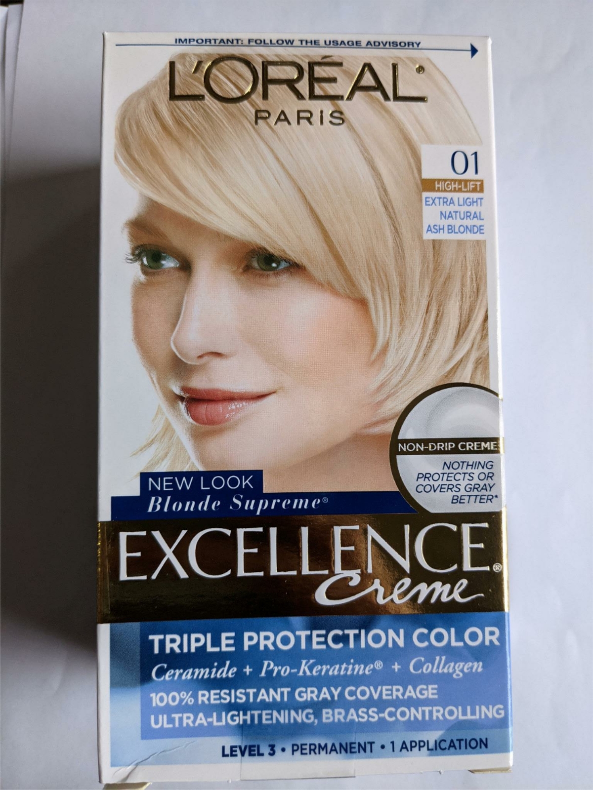L'Oreal Paris Excellence Non-Drip Creme, #01 High-Lift Extra Light Ash Blonde