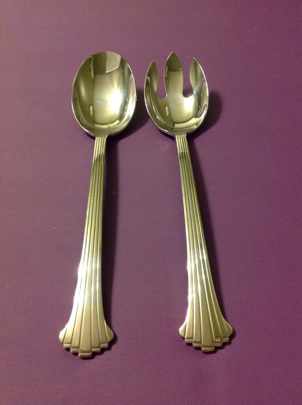 Retroneu Serving Salad Spoon Fork Set Japan Stainless Steel 18/8 Vintage Utensil