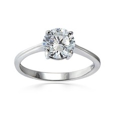 Sterling Silver 3.2ct TGW Cubic Zirconia Round Bridal Engagement Ring, Size 9