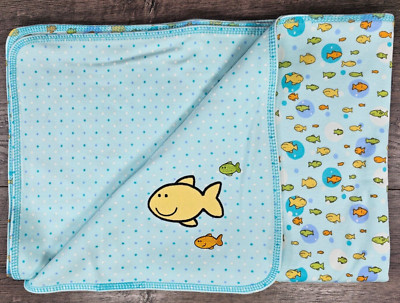 Baby Boy New Gymboree Vintage Happy Fish Baby Blanket