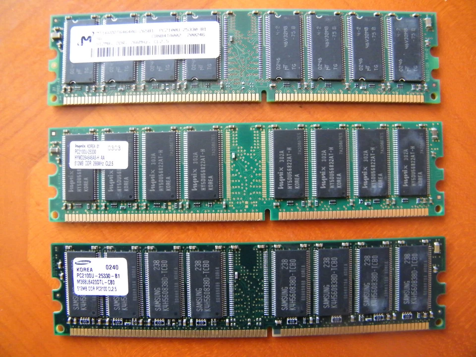 Samsung+Micron+Hyxnix RAM 3x512MB DDR 266MHz CL2.5 PC2100U Arbeitsspeicher