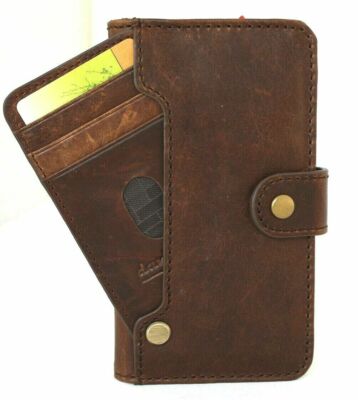 Genuine Leather Case For Apple iPhone 12 Wallet Vintage Cover Soft Luxury Dark