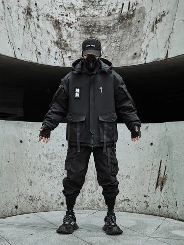 Niepce Japanese Streetwear Winter Parka Jacket with Strap Casual Techwear Coat image 5