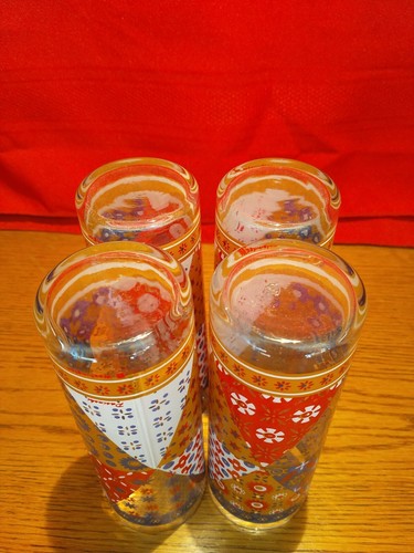 4 Vtintage MCM Pasinski Washington Patchwork Design Drinking Glasses - Picture 12 of 12