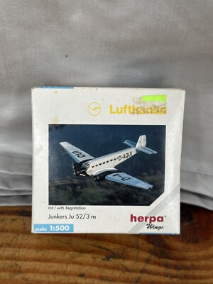 Herpa 1:500 BOXED Lufthansa Junkers Ju 52/3 m Now New With Box Vintage Rare USA