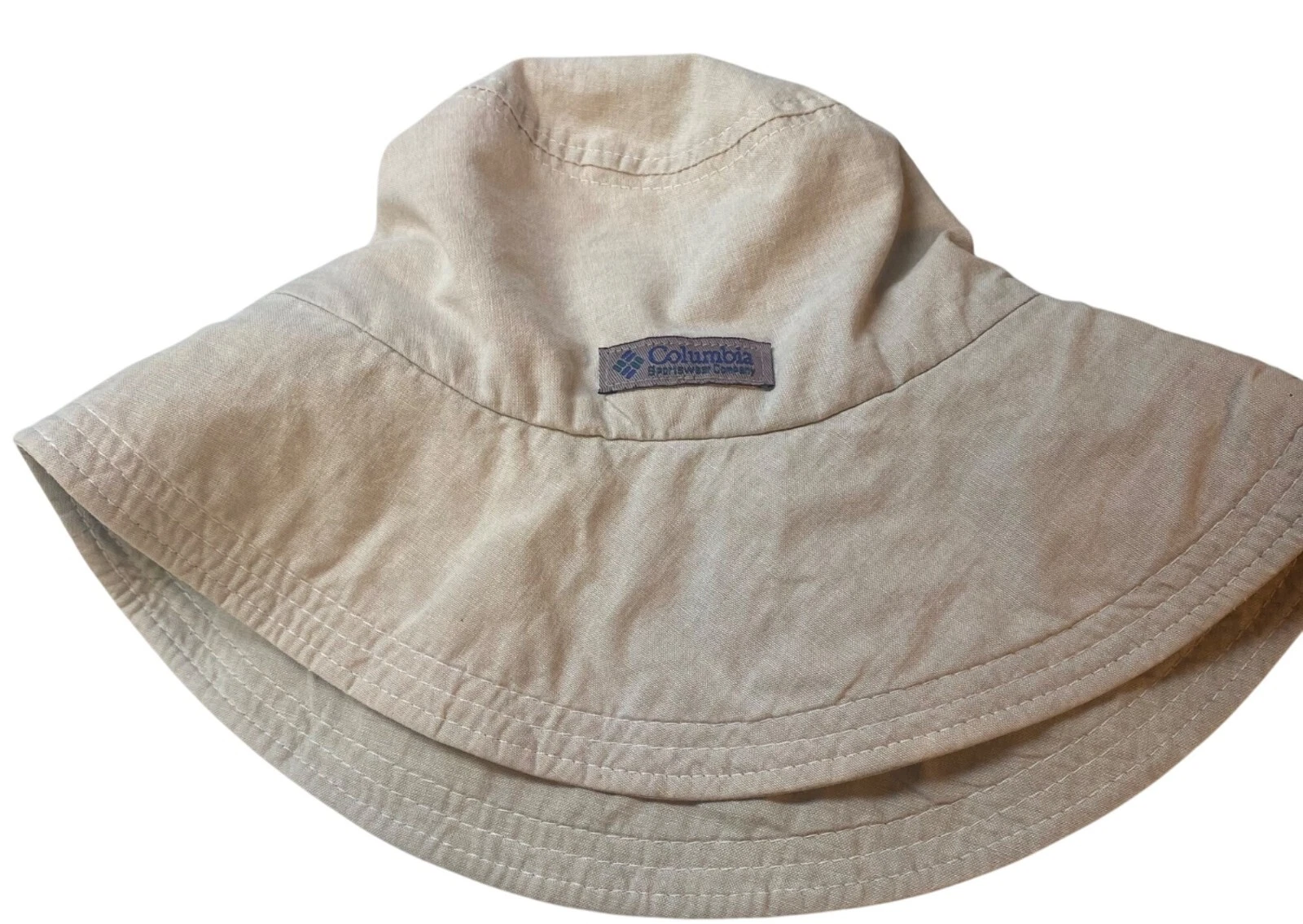 Vintage COLUMBIA Bucket Sun Garden Floppy Hat MEDIUM Made in USA Beige Fishing