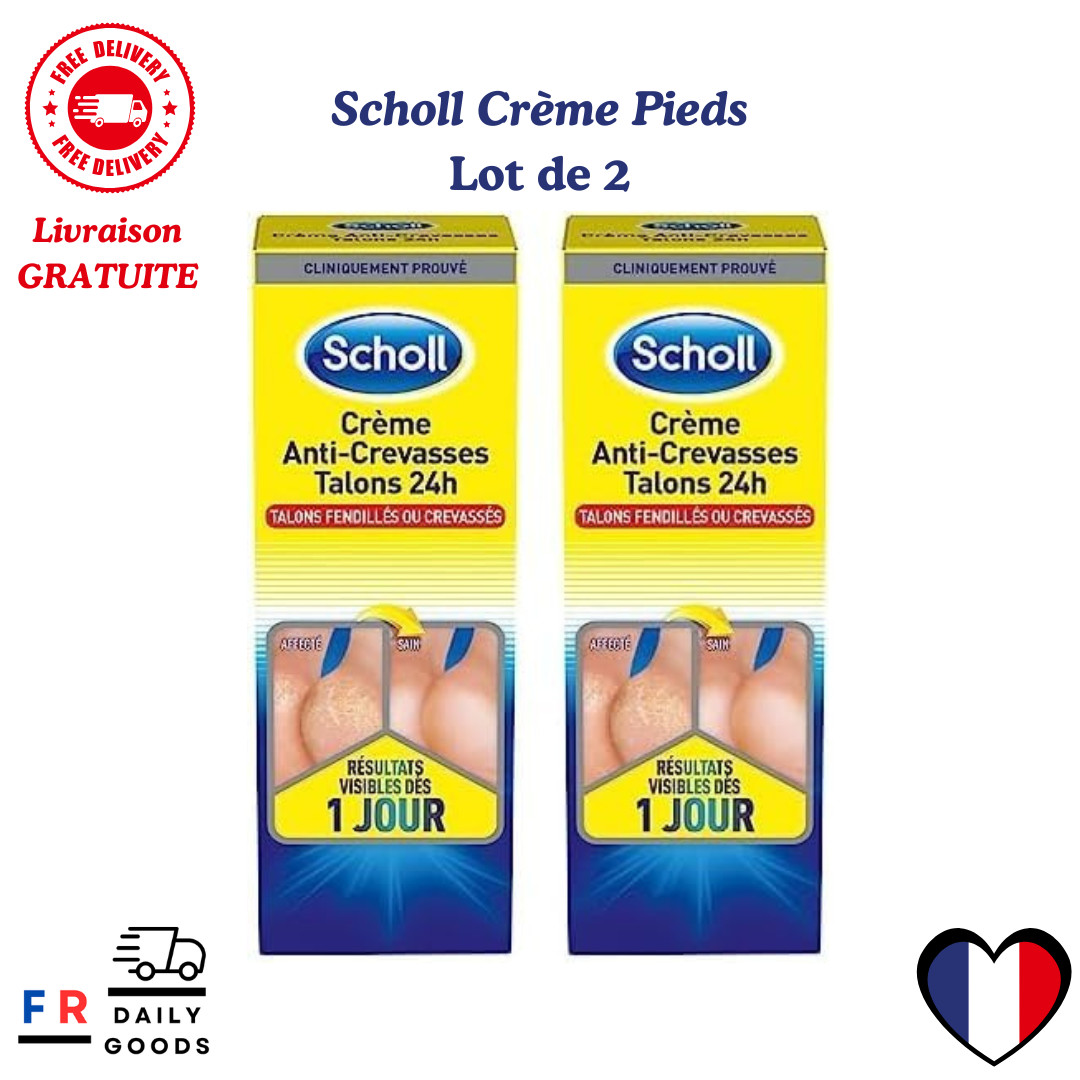 Crème pieds anti-crevasses Scholl pour talons fendillés soin hydratant 24h lot de 2 x 60ml