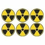 6 - 2'' x 2'' Nuclear Radiation sign decal warning symbol bio hazard stick