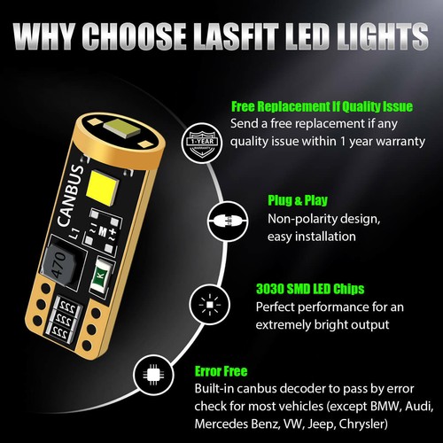 2x Lasfit LED Interior Dome Map Light Bulb Golden Yellow T10 192 194 168 152 158 - Picture 3 of 9