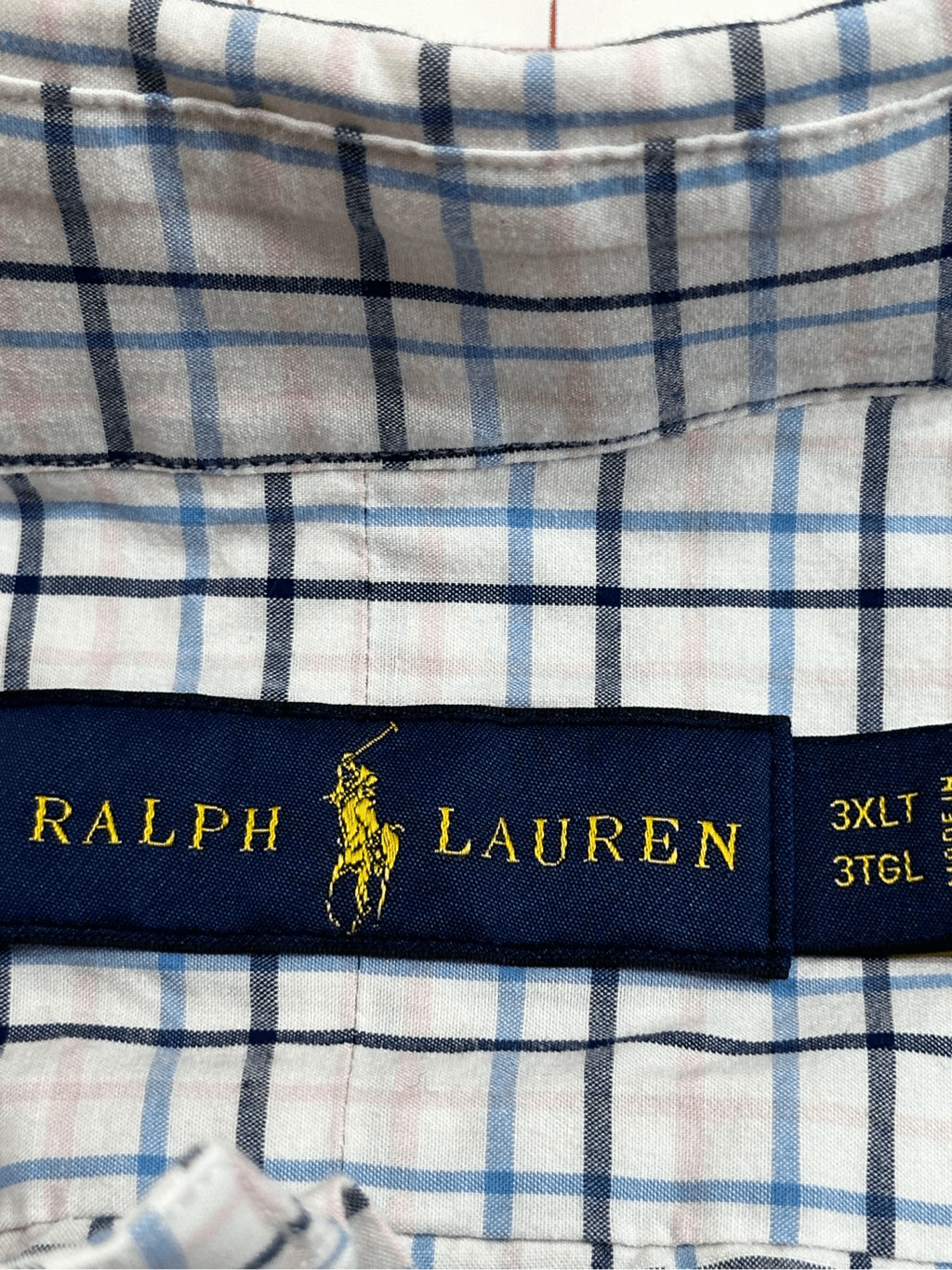Ralph Lauren Size 3XLT button down blue white and… - image 7