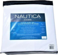 Nautica Oceane King SHEETS SET 100 cotton Anti-bacterial white deep pocket New