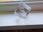 Elephant  Crystal Glass Cube Paperweight 3D Laser Etched Glass Stands corner