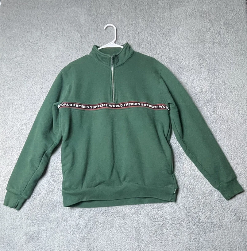 Supreme World Famous 1/4 Zip Crewneck Green Size Large