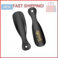 Velette Metal Shoe Horn, 2 Pack - 7.5" Long Black Shoe Horns- Top Quality Stainl