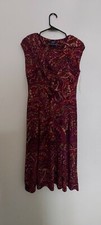 Chaps Women's Small A-Line Dress red purple orange Sleeveless Floral 