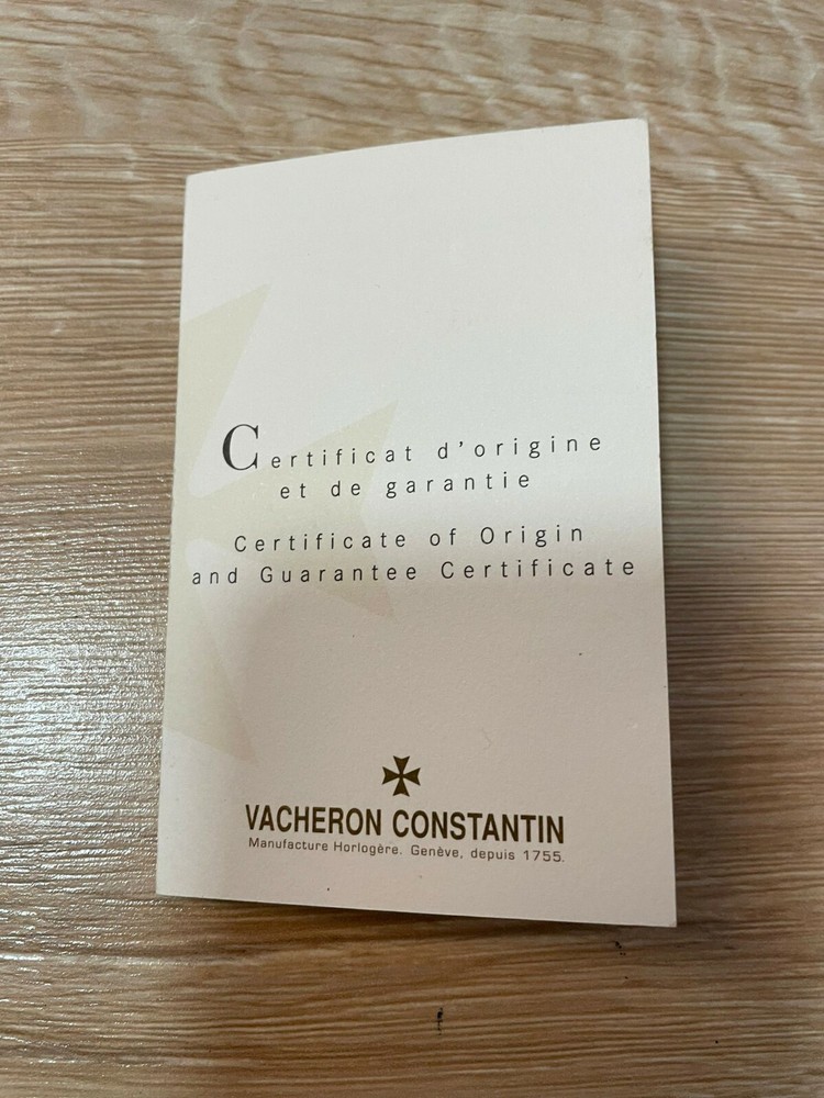 Vacheron Constantin  Certificate of Origin and Guarantee Certificate Filled in