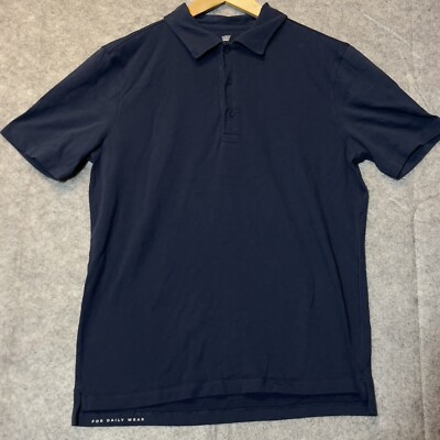Mack Weldon Polo Shirt Mens Medium Navy Solid Short Sleeve Casual.