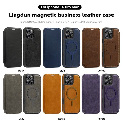 For iPhone 16e 16 Pro Max 15 14 13 12 11 RFID Leather Flip Magnetic Wallet Case - Picture 3 of 16
